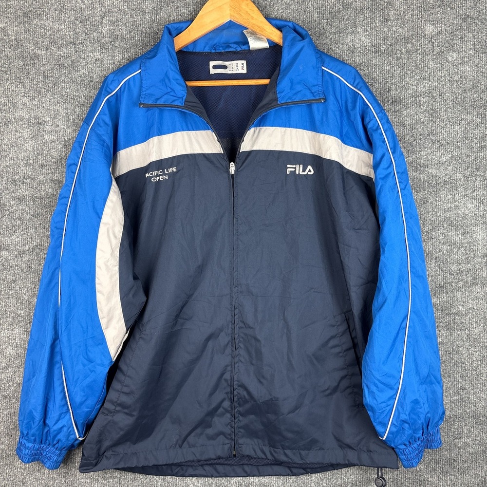 Y2K‎ Fila Windbreaker Jacket Pacific Life Open Medium Colorblock